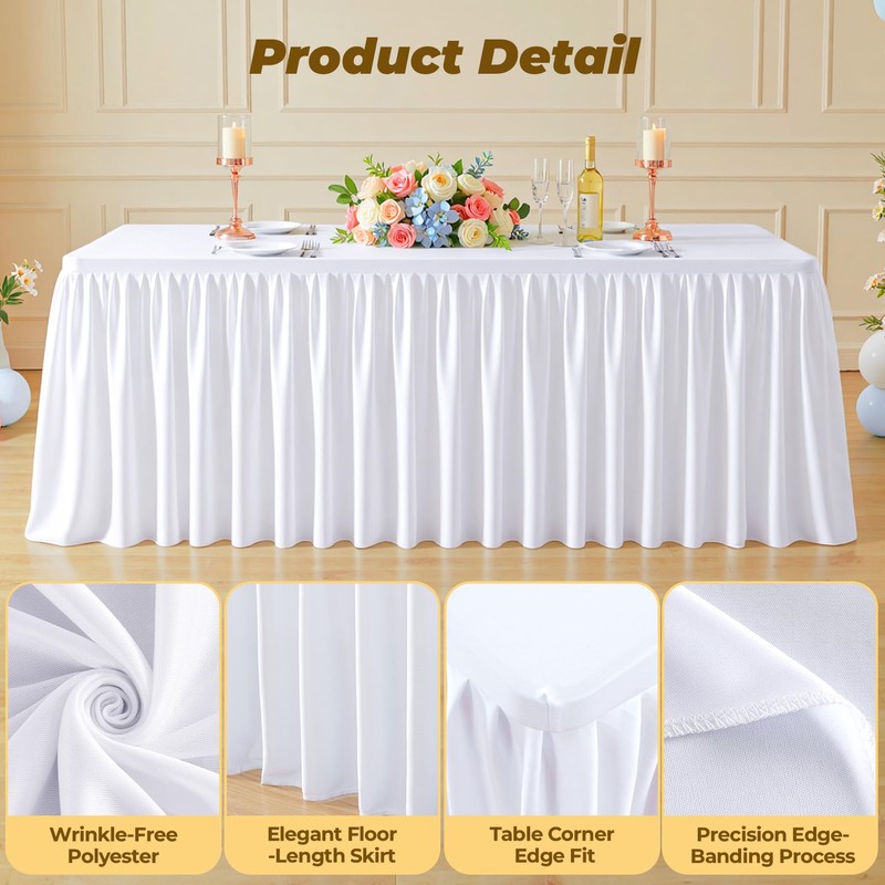 White Polyester Table Cloths for Rectangle 4 Foot Tables, 1