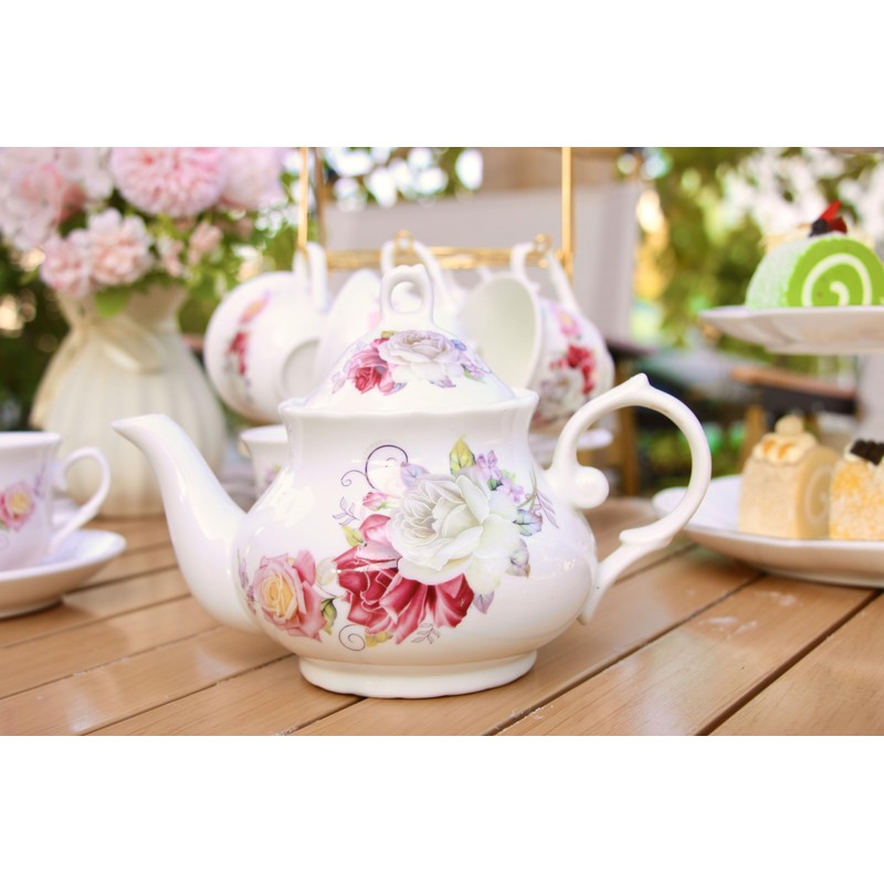 20-Pieces Porcelain Bone china Tea Sets,Gold Rim Coffee Set with