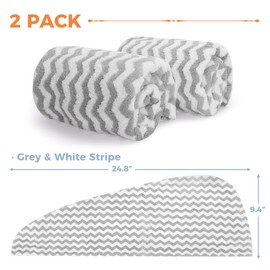 ELLEWIN Microfiber Hair Towel Wrap for Women 2 Pack,Adjustable Hair Drying Turban with Two Button,Anti Frizz,Super Absorbent Quick Stripe Dry Hair Towels for Long Thick Short Hair