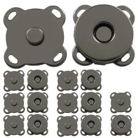 BokWin 16 Pcs Magnetic Snaps for Purses Plum Magnetic Buttons,15mm Sew On Magnetic Snaps for Handbags Clothes Craft(Black)