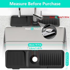 17.7inch Faucet Mat for Kitchen Sink [5°Slope Fast Self-draining] Kitchen Sink Splash Guard Silicone Kitchen Sink Faucet Mat Splash Guard for Kitchen Sink Area Tidy Splash Faucet Guard Draining Mat