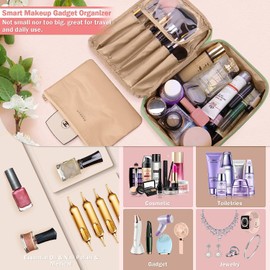Travel Makeup Bag [with Brush Holder and Detachable Bag] Cosmetic Bag Makeup Bag Storage Organizer for Women and Girls (Pink), Green, makeup bag
