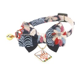 PetSoKoo Double Bowtie Cat Collar with Japan Kabuki Charm. Safety Breakaway Buckle. Cute Kitten Collar for Girl Boy Cats