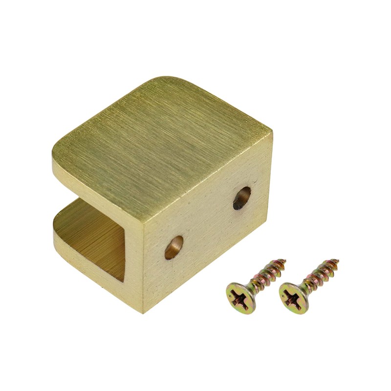 HEVSTIL 2-Pack Glass Clamp,Brass Glass Clamps No-Drill-on-Glass Glass Holder Bracket
