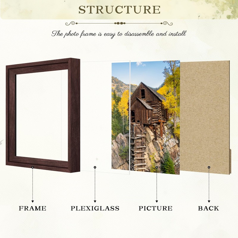 Tinkeps 8x10 Picture Frame Brown, Wooden Vintage Style Photo Frames