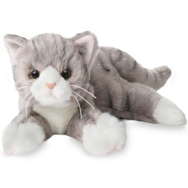 Bearington Collection Socks Plush Cat 15-in - Realistic Stuffed Cat - Grey Plush Toy