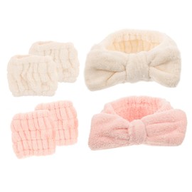Baluue 1set Spa Headbands and Wristbands Soft Elastic Hair Accessories for Face Washing Skincare and Makeup Application Reusable Absorbent Headband for Women