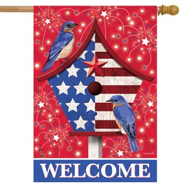 Briarwood Lane Summer House Flag 40x28 For Outdoor American Bluebirds For Summer House Flag