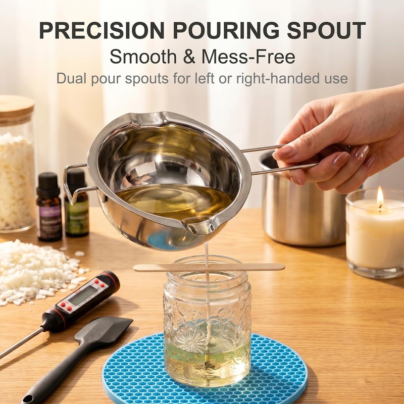 LumaCraft Double Boiler Pot for Melting Wax, Stainless Steel Candle