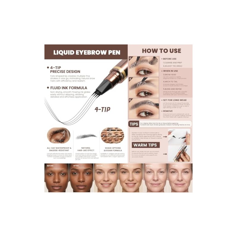 Lápiz de cejas, 2 lápices de microblading para cejas a