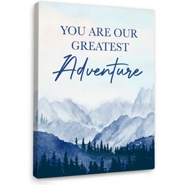 You are Our Greatest Adventure Wall Decor,Woodland Mountain Nursery Wall Art Canvas Framed for Kids Baby Bedroom Nursery Classroom 12 x 15 in