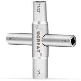 JUGREAT Water Key 4 Way Sillcock Key,Heavy Duty Sillcock Key, 4 Wrench Sizes, 1 Pack