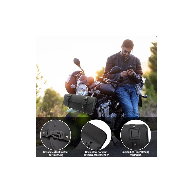 Motorcycle Saddle Bags for Motorcycle, Tool Roll, Motorcycle PU Leather,