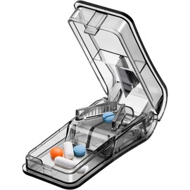 CLARITYKG Cortador de Pastillas Pequeñas, MúLtiples de Cortador Medicamentos Diseño en V, Píldoras con Protector de Cuchilla para Dividir Medicamentos o Vitaminas, Triturar Medicamentos, 1 Piezas (Negro)