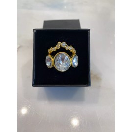 Crystal Jewelry Light Blue Crystal Cocktail Jewelry Ring Size 6