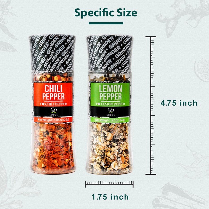 Soeos Spice Seasoning Set of 9 Individual Spice Grinder, Pure