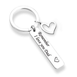 Father Dad Daddy Gift Keychain - Remember I Love You Dad Key Chain for Birthday Christmas Fathers Day from Daughter Son