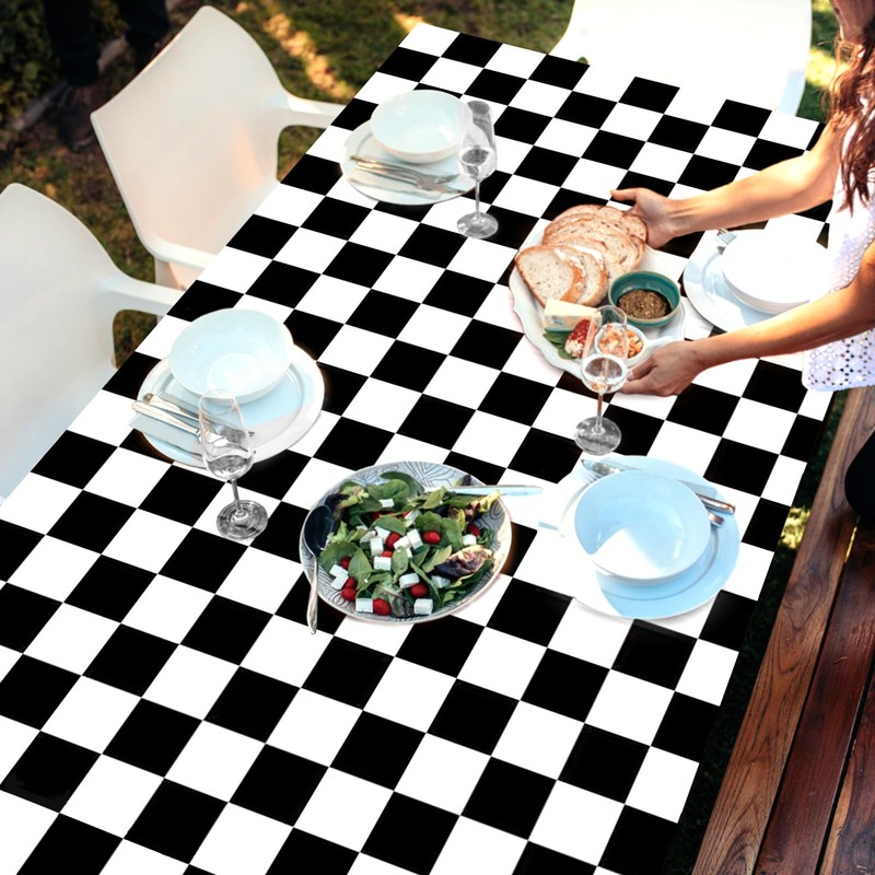 3 Pack 108" X 54" Black and White Rectangular Checkerboard