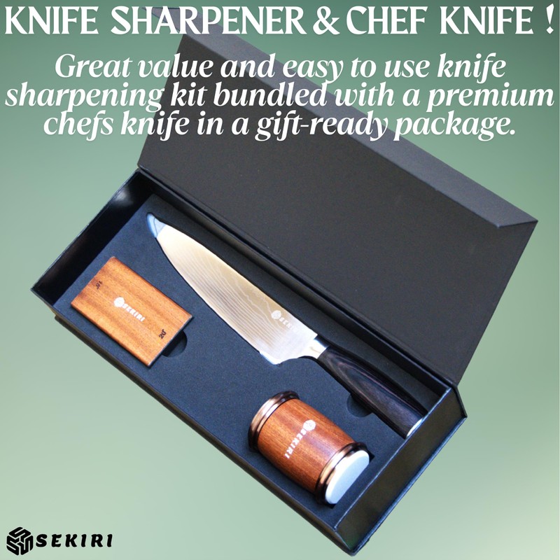 Knife Sharpening Kit & Kitchen Knife Bundle. Premium Diamond and