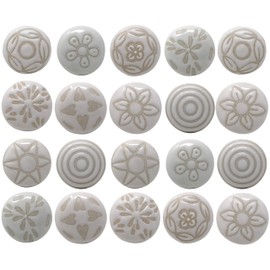 Ceramic Knobs and Handles for Dressers, Drawers, Kitchen Cupboards, Bathroom Cabinets, Wardrobes, Snow White, Set of 20