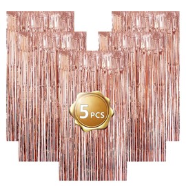 Tinsel Curtain Glitter Winter Style, Pack of 5 Foils with Luminous Fringes and Slats, Ideal for Wedding, Birthday, Bachelorette Party and Stage Decoration (Rose)