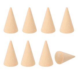 PATIKIL Wooden Cone Ring Holder, Pack of 8 Wooden Finger Jewellery Ring Display Stand, Ring Stand Organiser, Wooden Cone Rack for DIY Crafts, Wood Colour (50 x 29 mm)