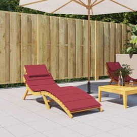 vidaXL Sun Lounger Cushion - Outdoor/Indoor Lounger Pad in Wine Red, Water-Resistant Oxford Fabric, Soft Foam Fiber Filling, 73.2"x22.8"x1.2"