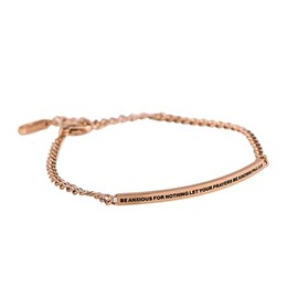 THE INSPIRATION CO. Dainty Chain Bracelets Engraved with Inspiration Message BE ANXIOUS FOR NOTHING LET YOUR PRAYERS BE KNOWN (Rose Gold)