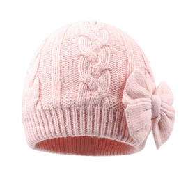 Winter Warm Knitted Baby Hat for Girls Cotton Lined Infant Toddler Girls Hat Autumn Cute Bow Classic Girls Beanie 0-6Y