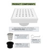 SereneDrains Matte White 4 Inch Stainless Steel 2 Inch Shower