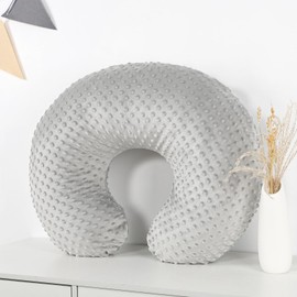 Nursing Pillow Covers Newborn, Breastfeeding Pillow Case Made Minky Fabric, Removable Nursing Covers Fits Breastfeeding Pillows for Baby Boys and Girls, Cover Only (Grey)