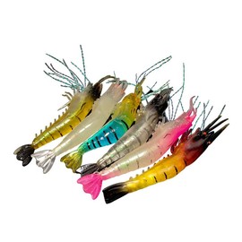 6pcs Soft Luminous Shrimp Lure Set, 6 Colors Shrimp Bait Shrimp Lures Fishing Kit Fishing Bait with Hooks Beads Fishing Tackles for Freshwater Saltwater Bass Trout Catfish Salmon