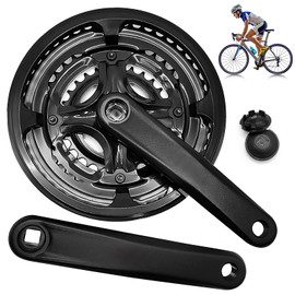 PORFOYO Kettenradgarnitur 28/38/48T, Kurbelgarnitur, Fahrrad Kurbel Garnitur 170 mm Kurbel,Kurbelarm aus Aluminiumlegierung für Mountainbike