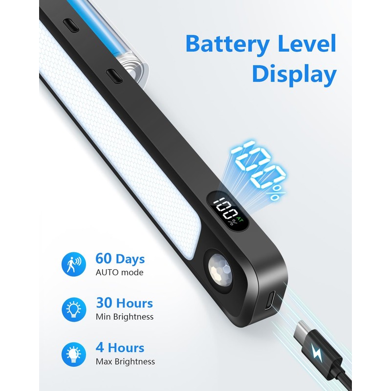 Ferswe 5W Motion Sensor LED Light Bar with Remote, 2500mAh