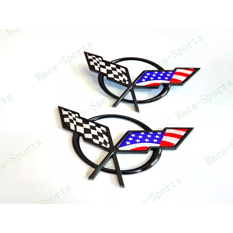 AUTO 2PC Black Front & Rear Deck Lid Cross Blue