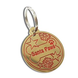 Deeply Engraved Christmas Brass Dog ID tag, 33mm