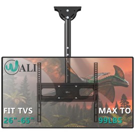 WALI Ceiling TV Mount for 26-65 inch, Full Motion Ceiling TV Bracket Fits Most LED, LCD, OLED 4K Flat Screen TVs, up to 99lbs, Mounting Holes 400x400mm (CM2665-P), Black