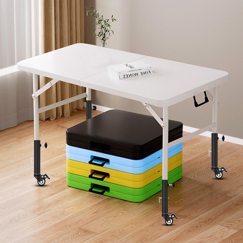 Table Leg Extender with Casters Adjustable 6.3"-7.9" Height 8 Pack
