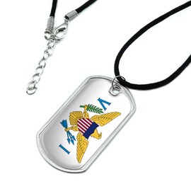GRAPHICS & MORE Virgin Islands US Territory Flag Military Dog Tag Pendant Necklace with Cord