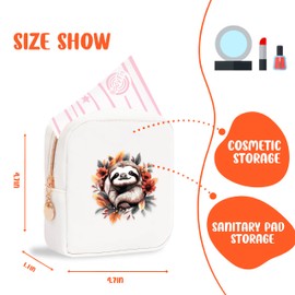 BJDAMAI Sloth Mini Makeup Bag, Sloth Gift For Women Girls, Cute Portable Zipper Pouch Cosmetic Bag For Teen Girls Kids, Small Storage Bag For Sanitary Pad, Period napkin bag!