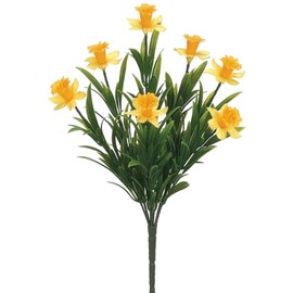 13.5" Narcissus Daffodil Silk Flower Bush -Yellow (Pack of 12)