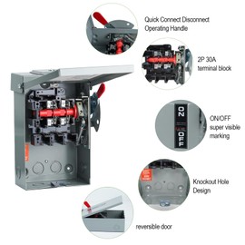 2P 30Amp 120V/240V General Duty Safety Switch,Disconnect Switches Box,Quick Disconnect Safety Switch