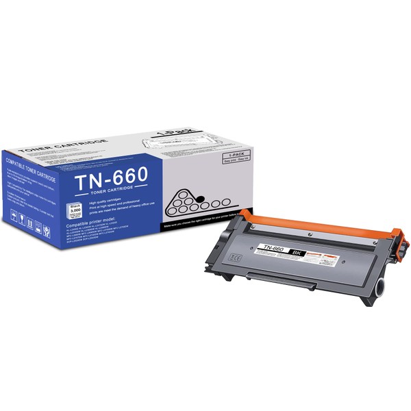 1 Pack TN660 TN-660 Black Toner Cartridge Compatible TN660 Replacement