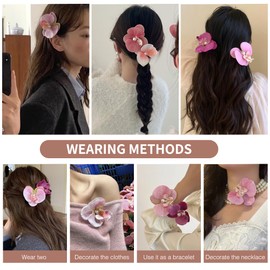 Hawaiian Flower Hair Clips, Bohemian Butterfly Orchid Hairpin, Artificial Tropical Phalaenopsis Hair Barrette for Seaside Holiday, Bridal Hair Accessories Pins Headwear for Women Girl（4 inches;7pcs)