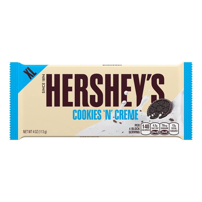 HERSHEY'S Cookies 'n' Creme XL, Candy Bars, 4 oz (12