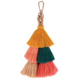QTMY Colorful Tassel Bag Charm for Women,Layered Tassel Keychain Keyring Purse Handbag Decor Pendant (8)