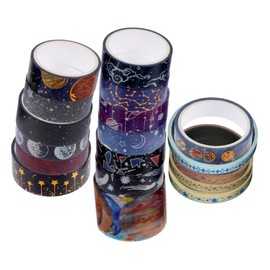 NUOBESTY 1set Aesthetic Washi Tape Decorative Scrapbook Tapes for Journaling Crafts and Planner Decoration Patterns