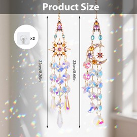 Moorle Sun Catcher Crystal Window – Pack of 2 Hanging Rainbow Crystal Decoration with Prism Effect for Window Decoration, Garden and Home Suncatcher Light Catcher Wind Chime Sun Chime Window Hanger