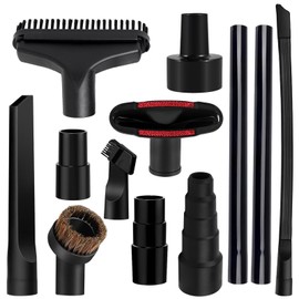12/13/14PCS Universal Vacuum Attachments 1-1/4" Vacuum Cleaners Accessories Brush Extension Wand Nozzle Crevice Tool Wet Dry Plastic Vacuum Hose Adapter for Shop Vac Accessories (12PCS)