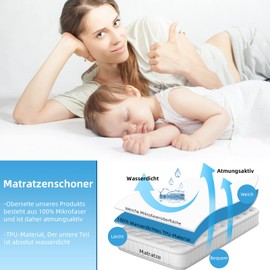 mafudoxi Waterproof Mattress Protector 140 x 200 cm Fitted Sheet, Breathable Mattress Topper Bed Sheet, High-Quality Fitted Sheets, Incontinence Underlay, Washable at 60°C, White